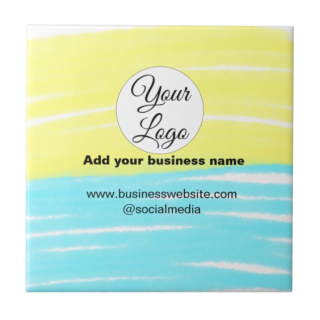 simple minimal add your logo/design BLUE YELLOW  T Tile (Front)