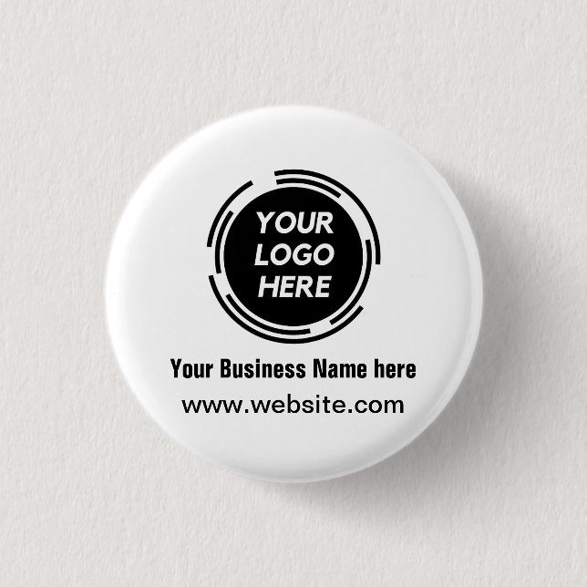 Simple minimal add your logo/design here 1 inch round button (Front)