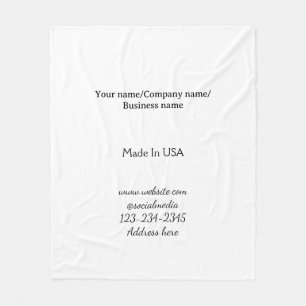 simple minimal add your logo/design here business fleece blanket
