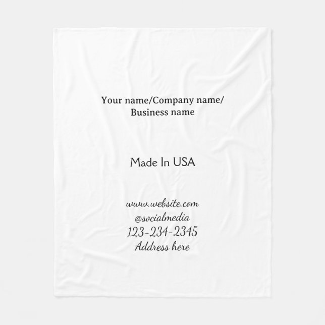 simple minimal add your logo/design here business  fleece blanket (Front)