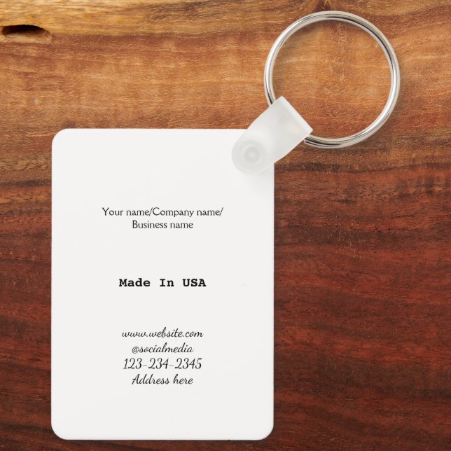 simple minimal add your logo/design here business  keychain (Back)