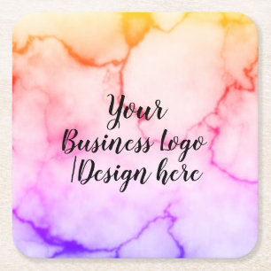 simple minimal add your logo/design here marble  s square paper coaster