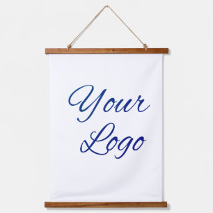 simple minimal add your logo/design here text hanging tapestry