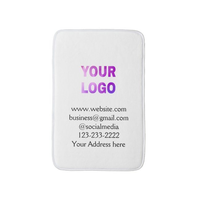 simple minimal add your logo/design here text  pos bath mat (Front Vertical)