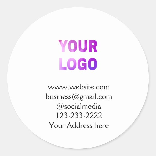 simple minimal add your logo/design here text  pos classic round sticker (Front)