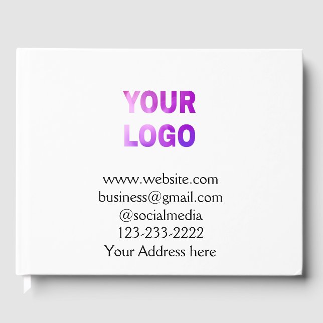 simple minimal add your logo/design here text  pos guest book (Front)