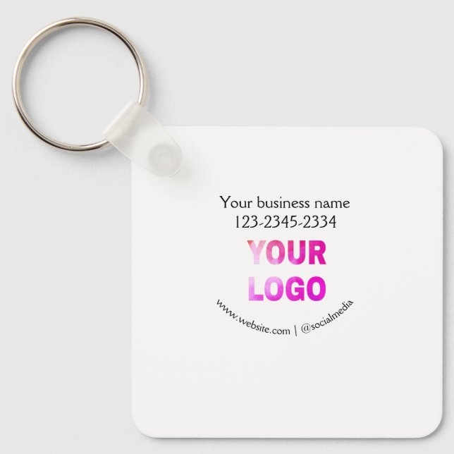 simple minimal add your logo/design here text  pos keychain (Front)