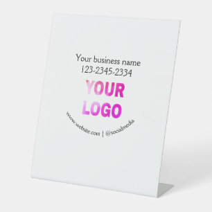simple minimal add your logo/design here text  pos pedestal sign