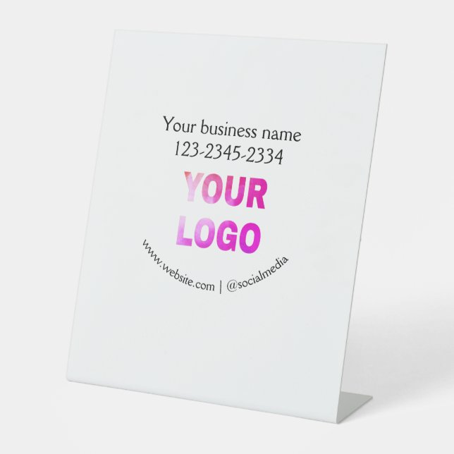 simple minimal add your logo/design here text  pos pedestal sign (Front)