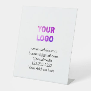 simple minimal add your logo/design here text pos pedestal sign