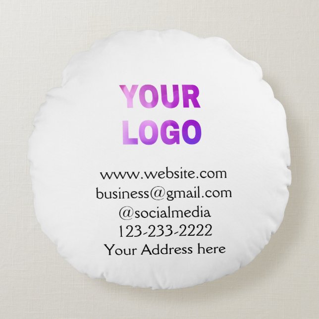 simple minimal add your logo/design here text  pos round pillow (Front)