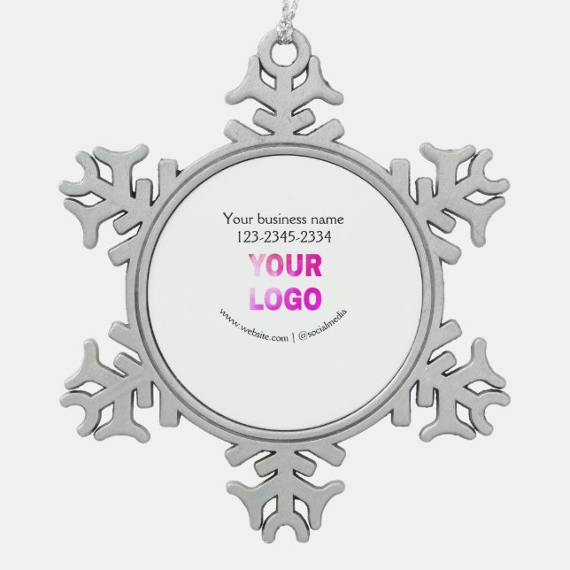 simple minimal add your logo/design here text  pos snowflake pewter christmas ornament (Front)
