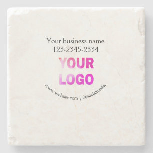 simple minimal add your logo/design here text  pos stone coaster