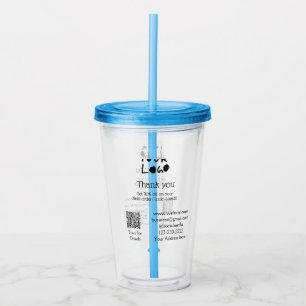 simple minimal add your logo/design here text Q R Acrylic Tumbler