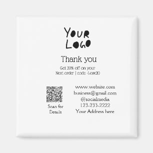 simple minimal add your logo/design here text Q R Magnet