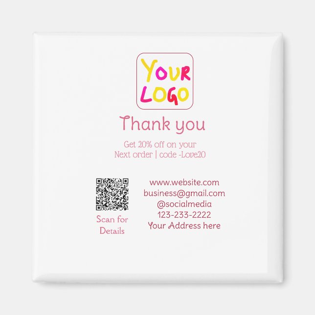 simple minimal add your logo/design here text Q R Magnet (Front)