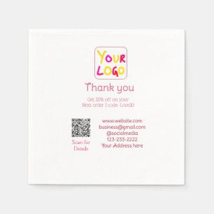 simple minimal add your logo/design here text Q R Napkin