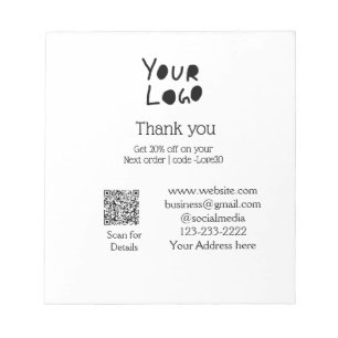 simple minimal add your logo/design here text Q R Notepad