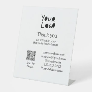 simple minimal add your logo/design here text Q R Pedestal Sign