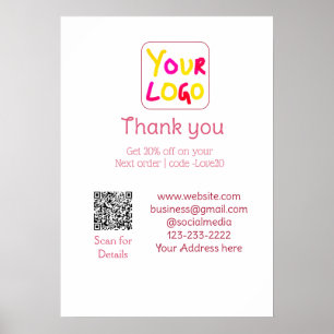 simple minimal add your logo/design here text Q R Poster