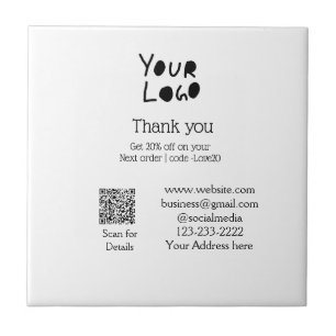 simple minimal add your logo/design here text Q R Tile