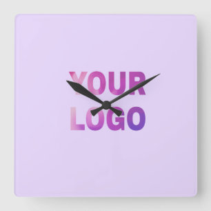 simple minimal add your logo/design here text square wall clock