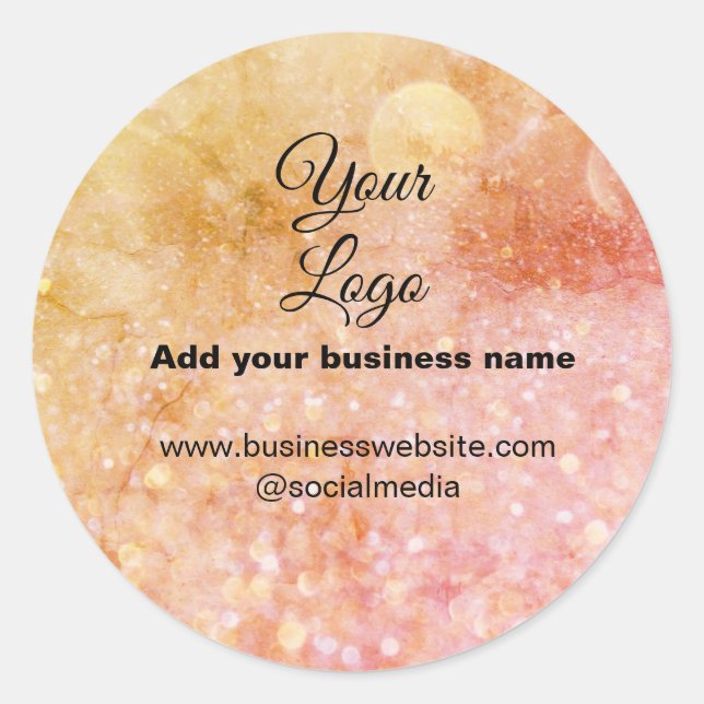 simple minimal add your logo/design pink orange gl classic round sticker (Front)