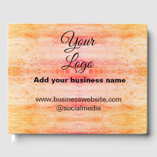 simple minimal add your logo/design pink orange gl guest book