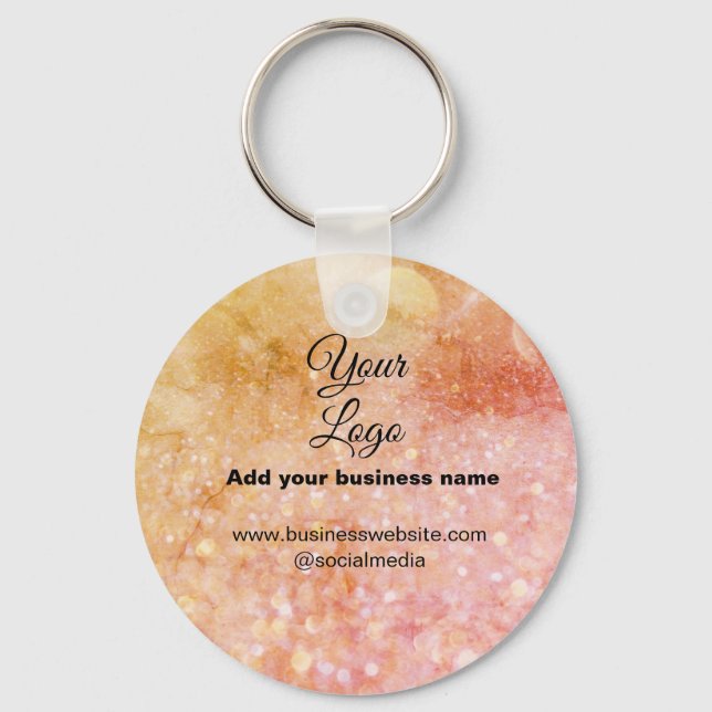 simple minimal add your logo/design pink orange gl keychain (Front)