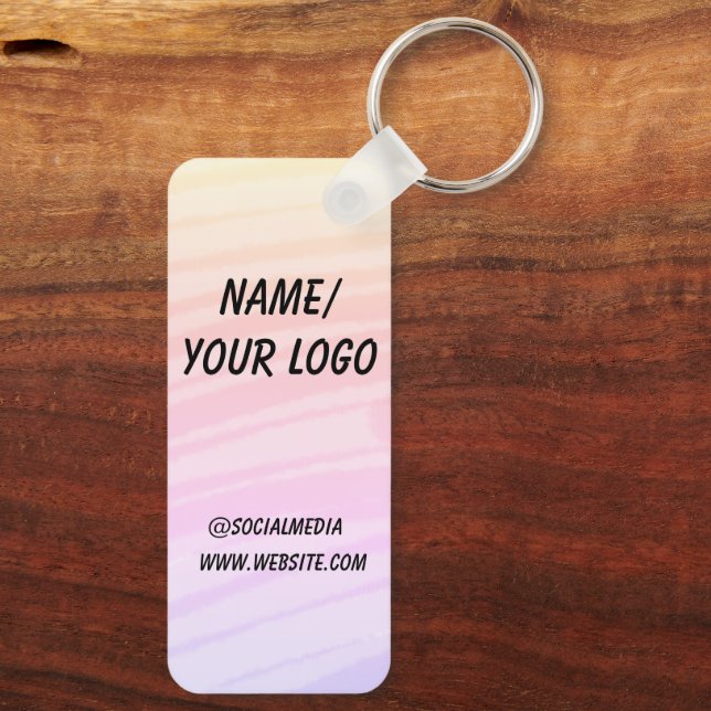 simple minimal add your logo name watercolor    ke keychain (Back)