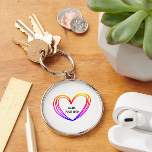 simple minimal add your logo name watercolor ke keychain