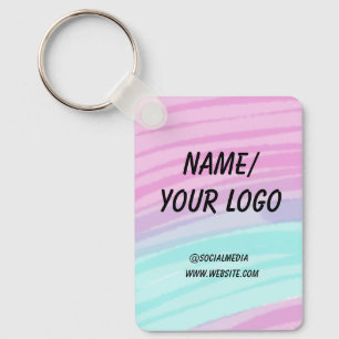 simple minimal add your logo name watercolor keychain