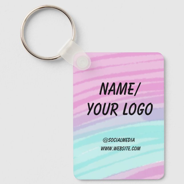 simple minimal add your logo name watercolor    keychain (Front)