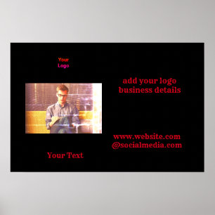 Simple minimal add your logo text name poster