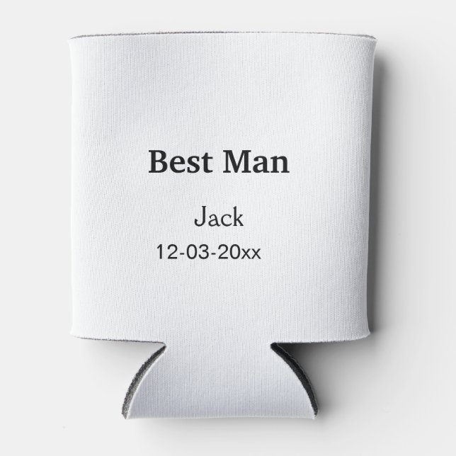 SIMPLE MINIMAL add your name custom best man Can Cooler (Front)