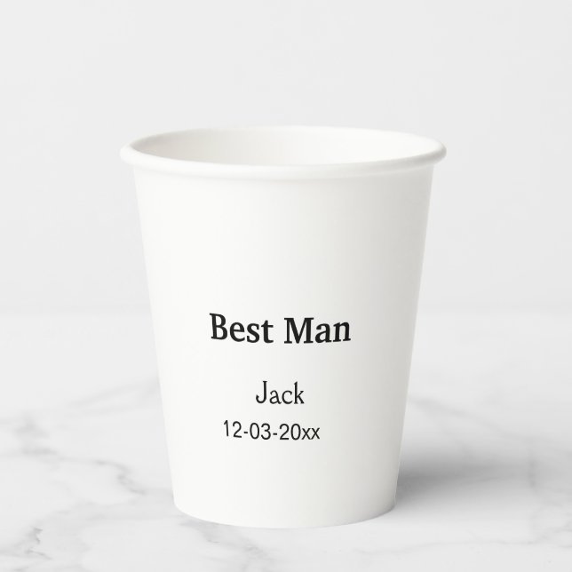 SIMPLE MINIMAL add your name custom best man Paper Cups (Front)