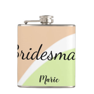 SIMPLE MINIMAL add your name custom bridesmaid C Hip Flask