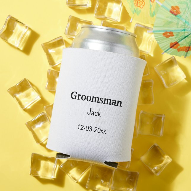 SIMPLE MINIMAL add your name custom groomsman  Can Cooler (In Situ Summer)