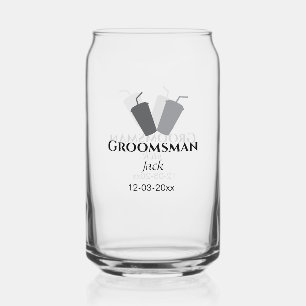 SIMPLE MINIMAL add your name custom groomsman  Can Glass