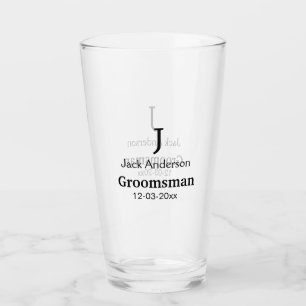 SIMPLE MINIMAL add your name custom groomsman  Glass
