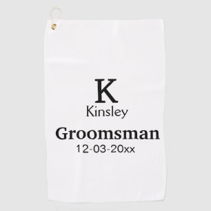 SIMPLE MINIMAL add your name custom groomsman  Golf Towel