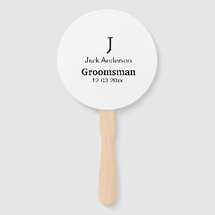 SIMPLE MINIMAL add your name custom groomsman  Hand Fan