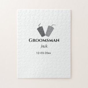 SIMPLE MINIMAL add your name custom groomsman  Jigsaw Puzzle
