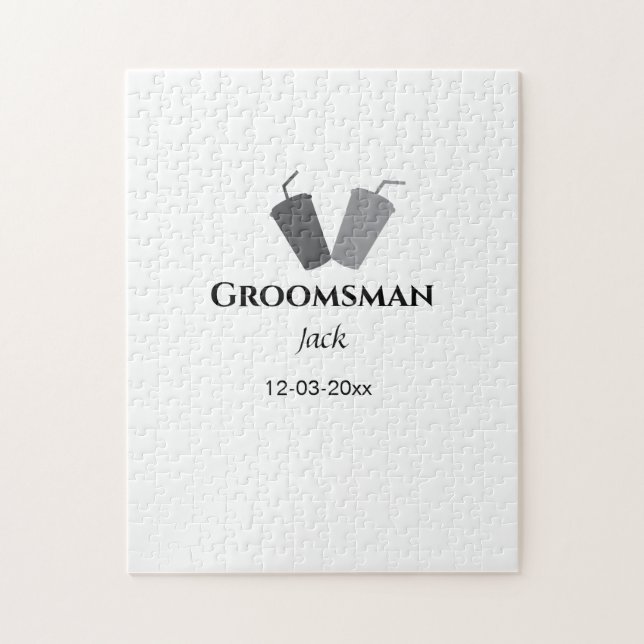 SIMPLE MINIMAL add your name custom groomsman  Jigsaw Puzzle (Vertical)