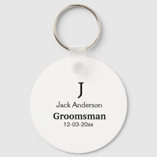 SIMPLE MINIMAL add your name custom groomsman Keychain