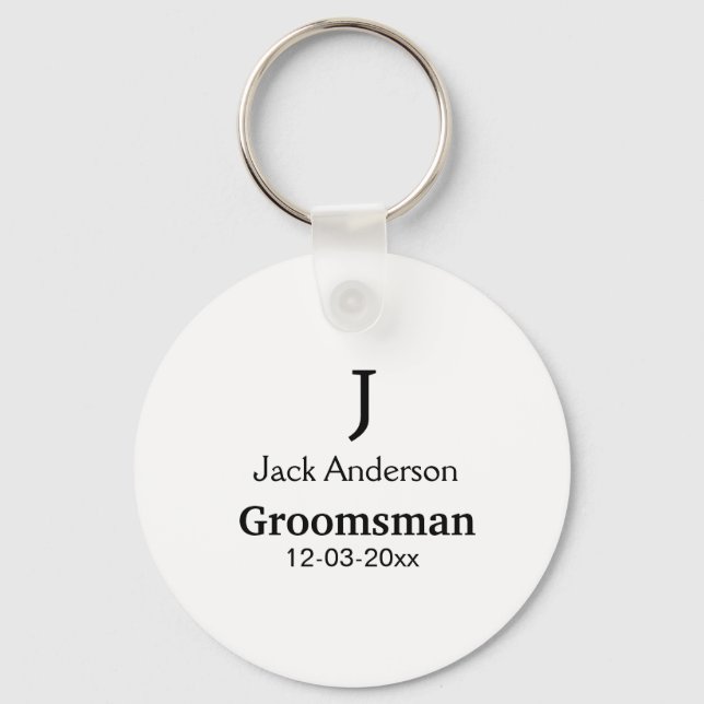 SIMPLE MINIMAL add your name custom groomsman  Keychain (Front)