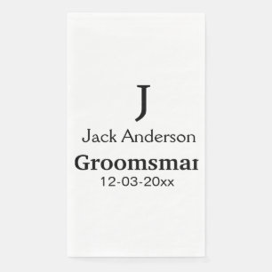 SIMPLE MINIMAL add your name custom groomsman Napkin