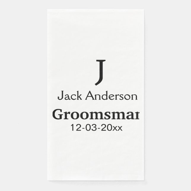 SIMPLE MINIMAL add your name custom groomsman  Napkin (Front)