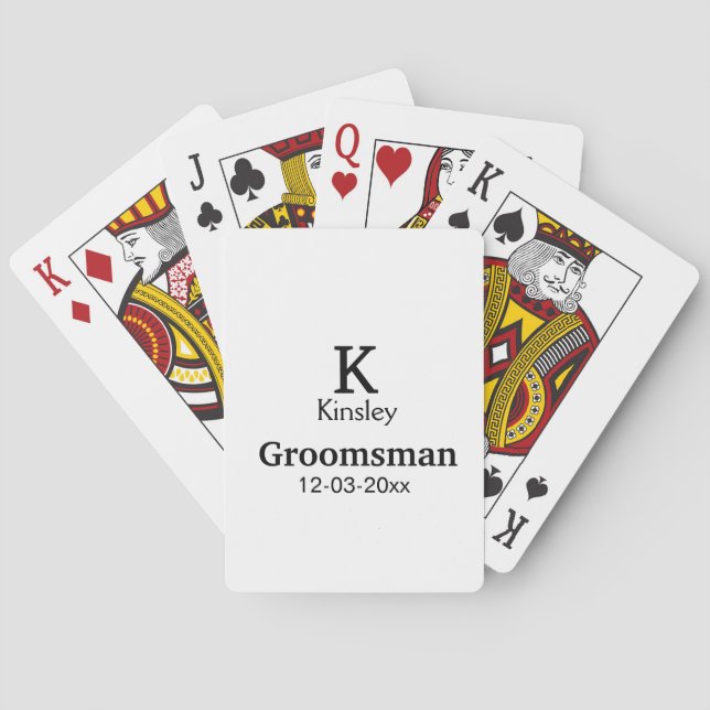 SIMPLE MINIMAL add your name custom groomsman  Playing Cards (Back)
