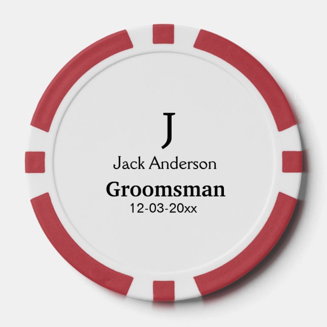 SIMPLE MINIMAL add your name custom groomsman  Poker Chips (Front)